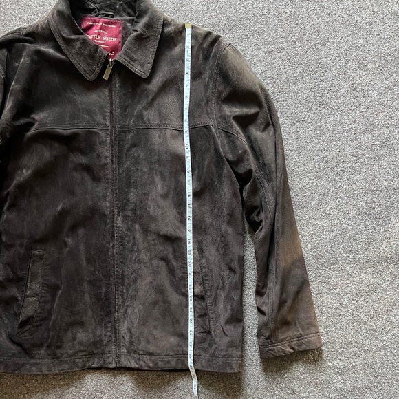 NWT Eddie Bauer Brown Genuine Suede Leather Trucker Harrington Jacket Men L Tall - Picture 12 of 16